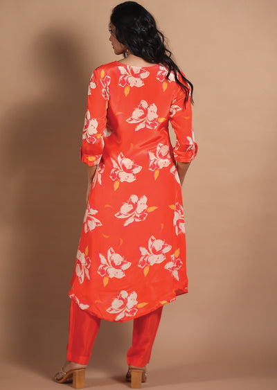 Light Orange Crepe Kurti Sets