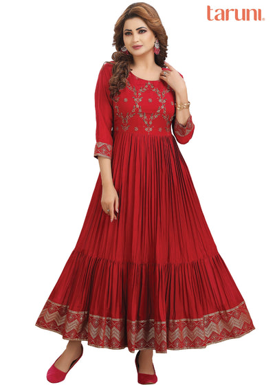 Maroon Silk Kurti Full length