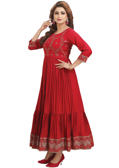 Maroon Silk Kurti Full length