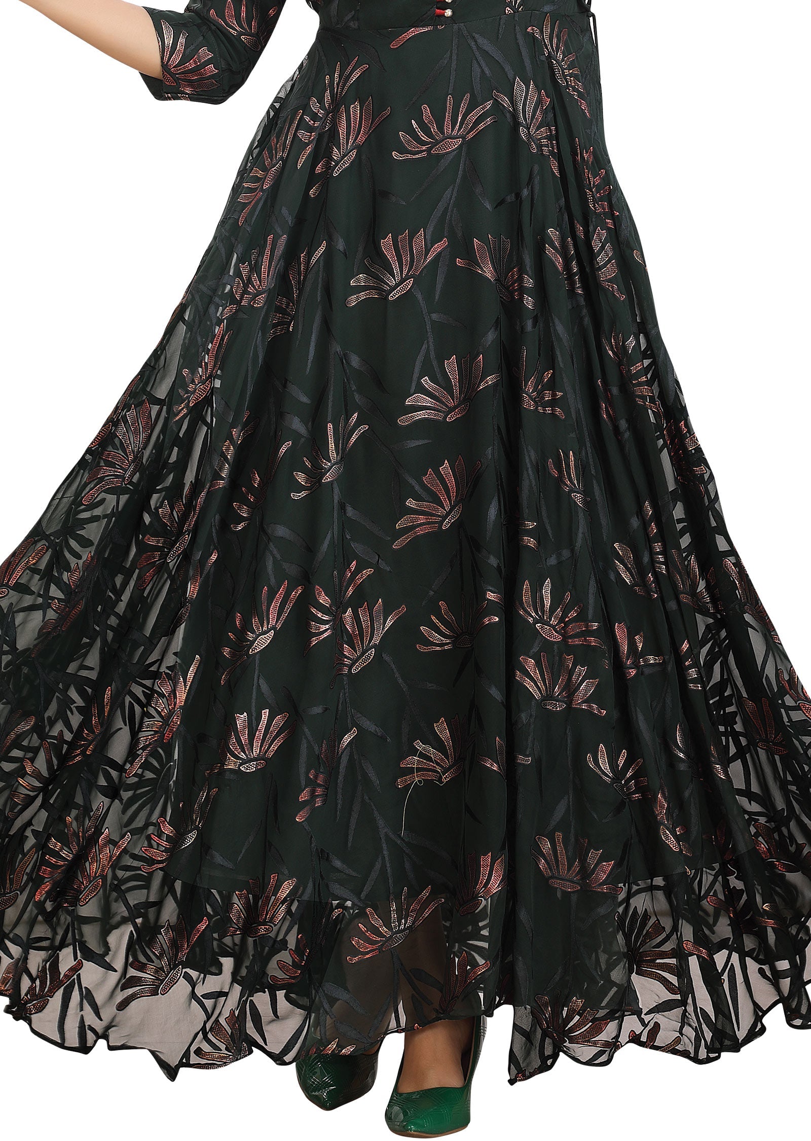 Bottle Green Chiffon Long Dress Bottle Green Chiffon Long Dress