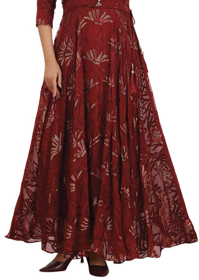 Maroon Brassoo Chiffon Kurti Full length