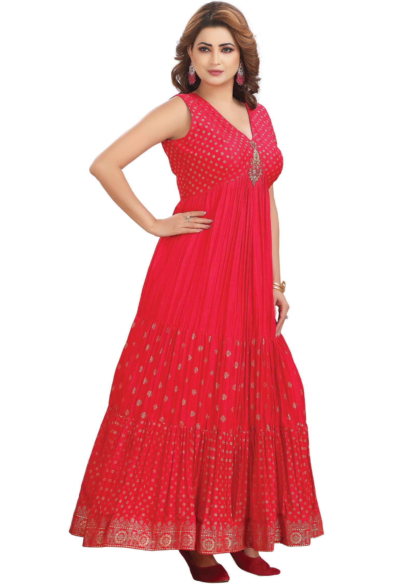 Red Silk Kurti Full length