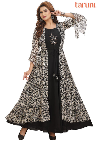 Black Chiffon Kurti Full length