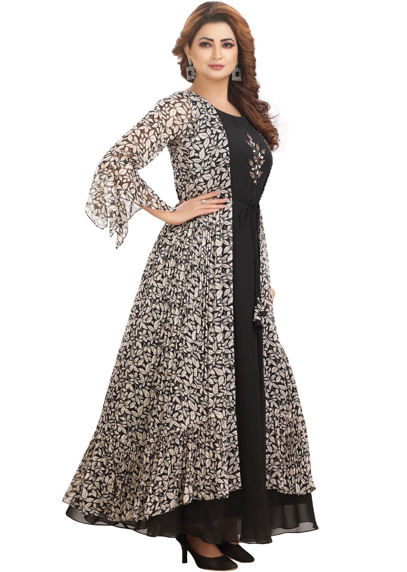 Black Chiffon Kurti Full length