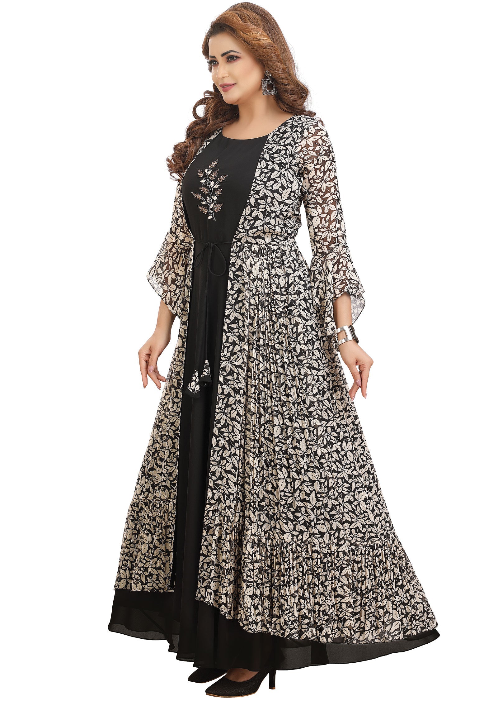 Black Chiffon Kurti Full length