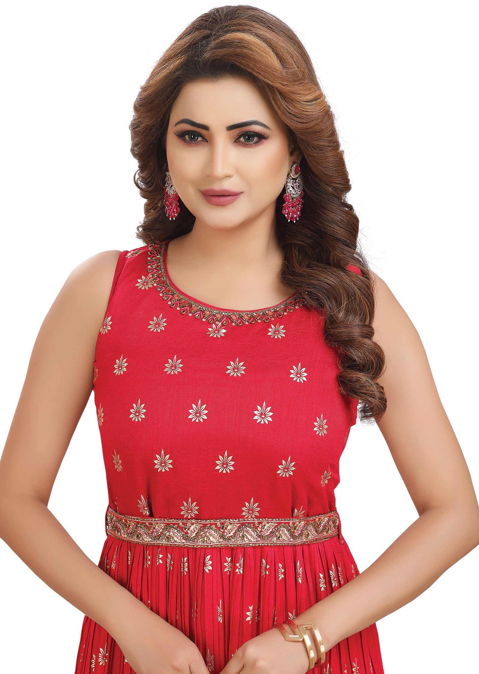 Dark Rani Pink Silk Kurti Full length