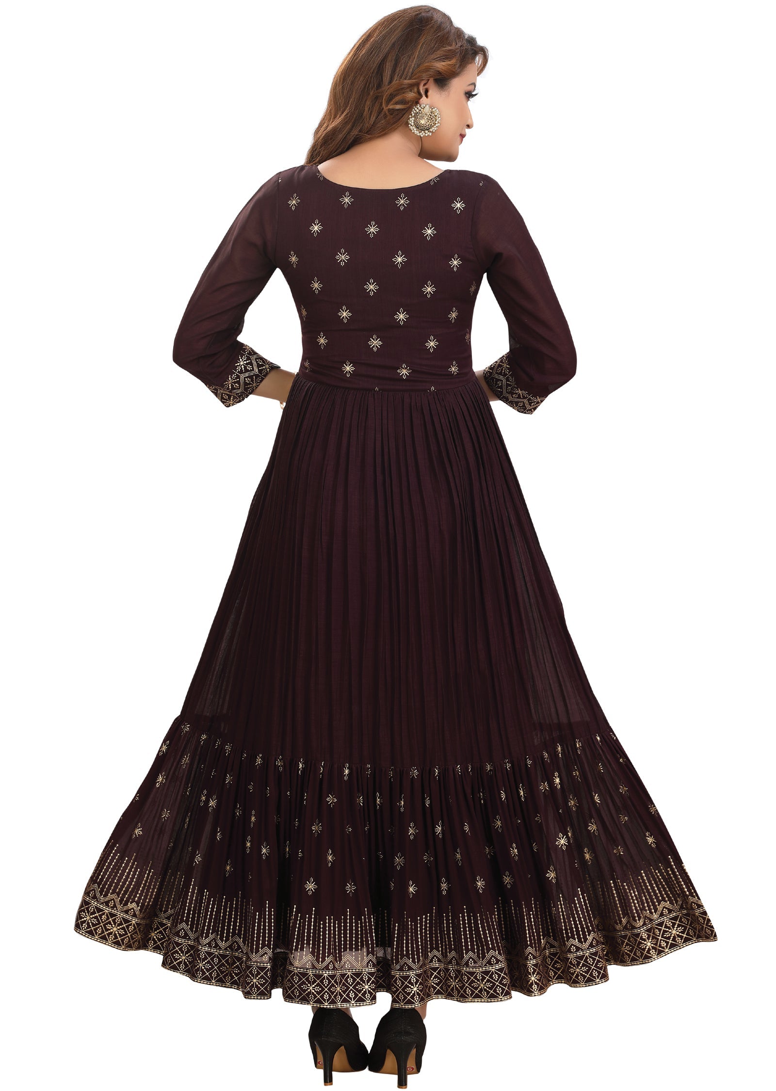 Wine Silk Kurtis Full Length