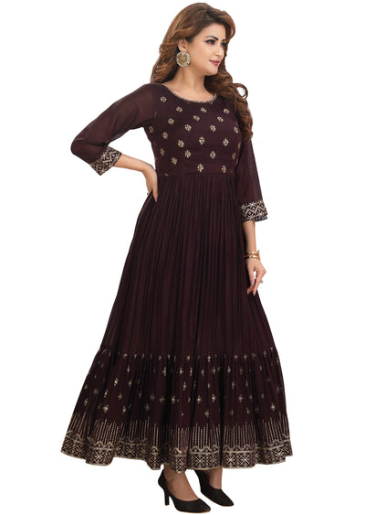 Wine Silk Kurtis Full Length