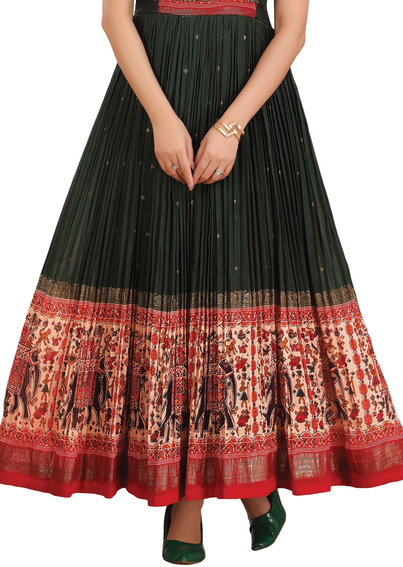 Dark Green Silk Kurtis Full Length