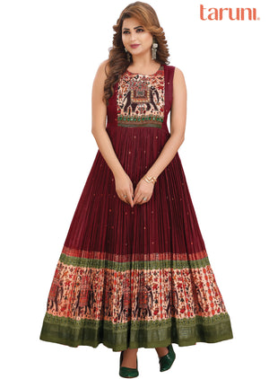 Maroon Silk Kurti Full Length