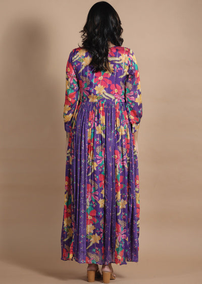 Purple Chinnon Kurti Full Length