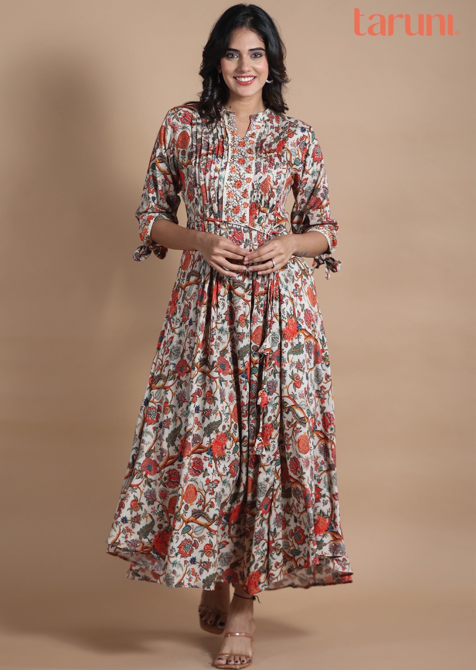 Beige Reyon Kurti Full Length