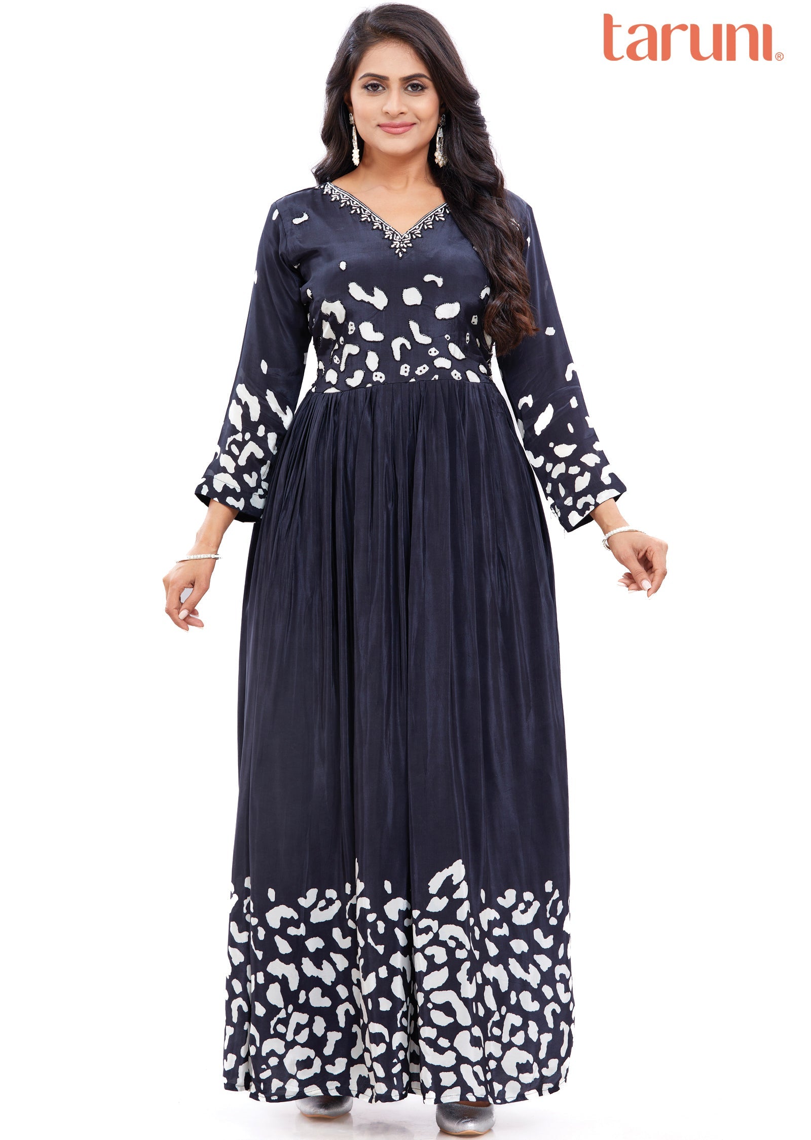 Black & White Crepe Kurti Full Length