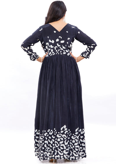 Black & White Crepe Kurti Full Length