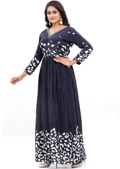 Black & White Crepe Kurti Full Length