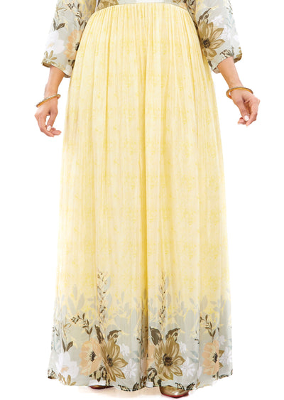 Light Yellow Crepe Kurti Full Length