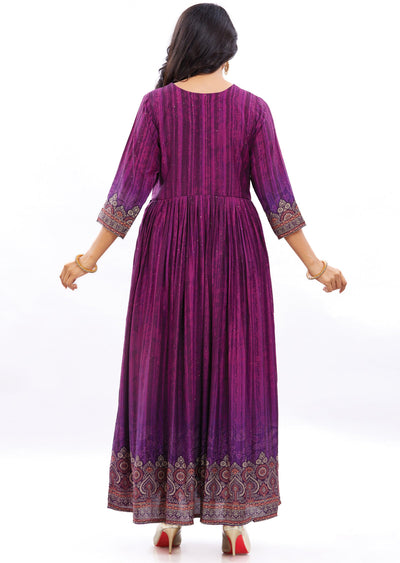 Purple Muslin Kurti Full Length