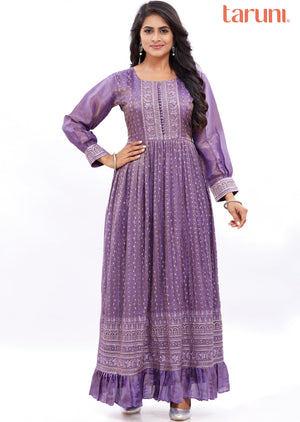 Purple Silk Kurti Full Length