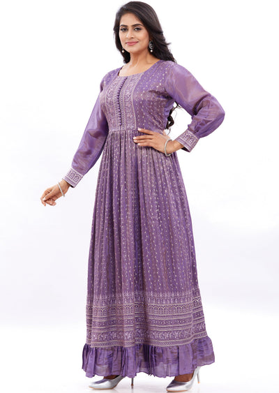 Purple Silk Kurti Full Length