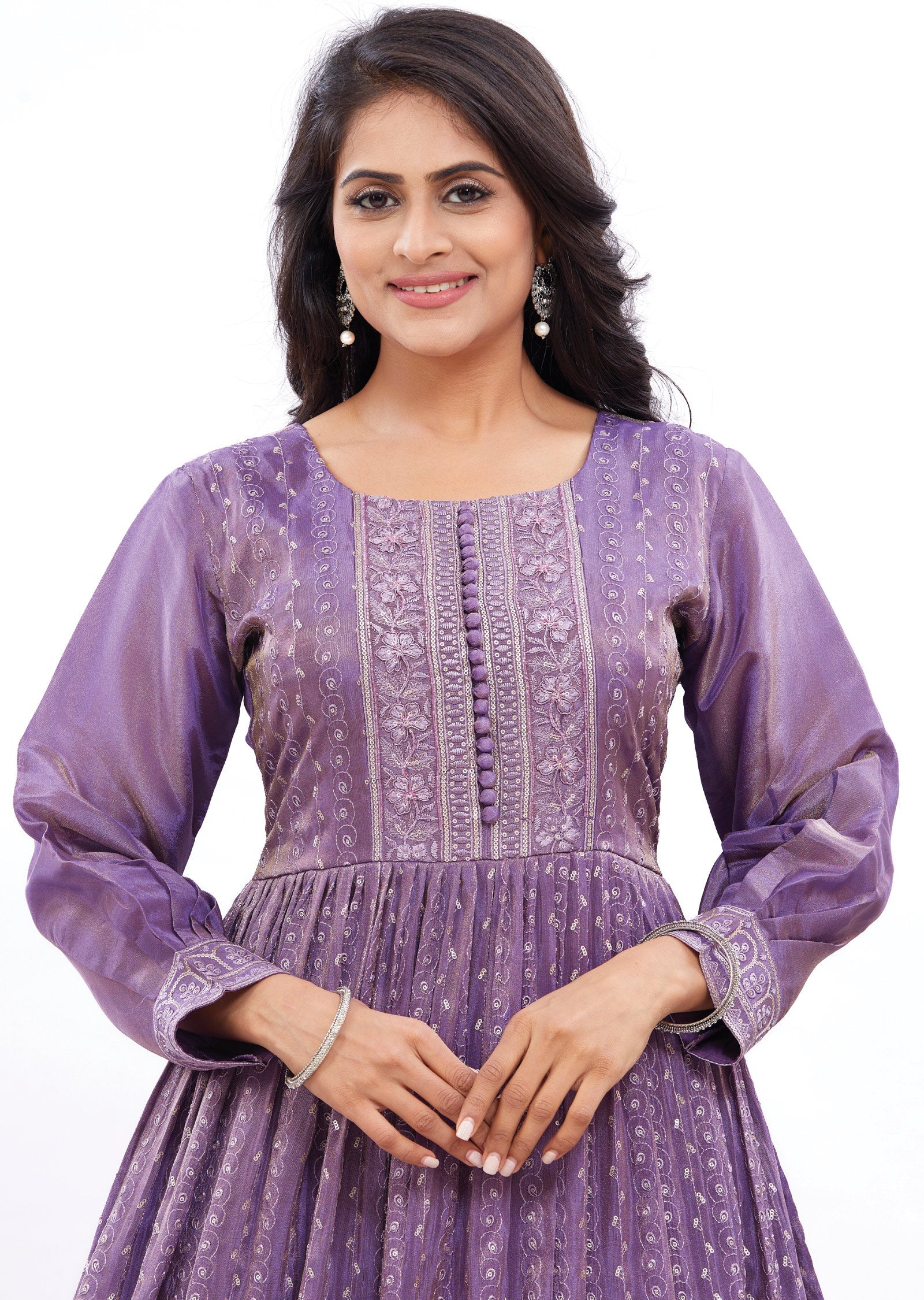 Purple Silk Kurti Full Length