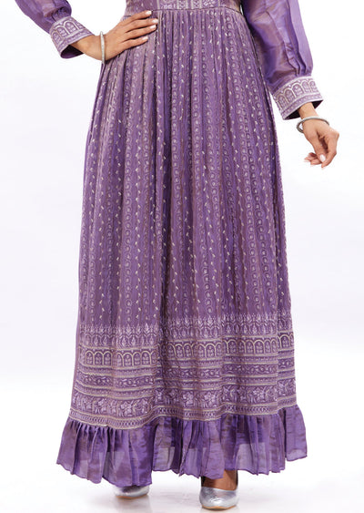 Purple Silk Kurti Full Length