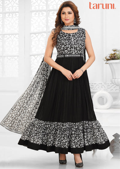 Black & White Brasso Chiffon Kurti Full Length