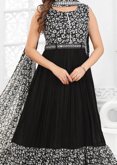 Black & White Brasso Chiffon Kurti Full Length