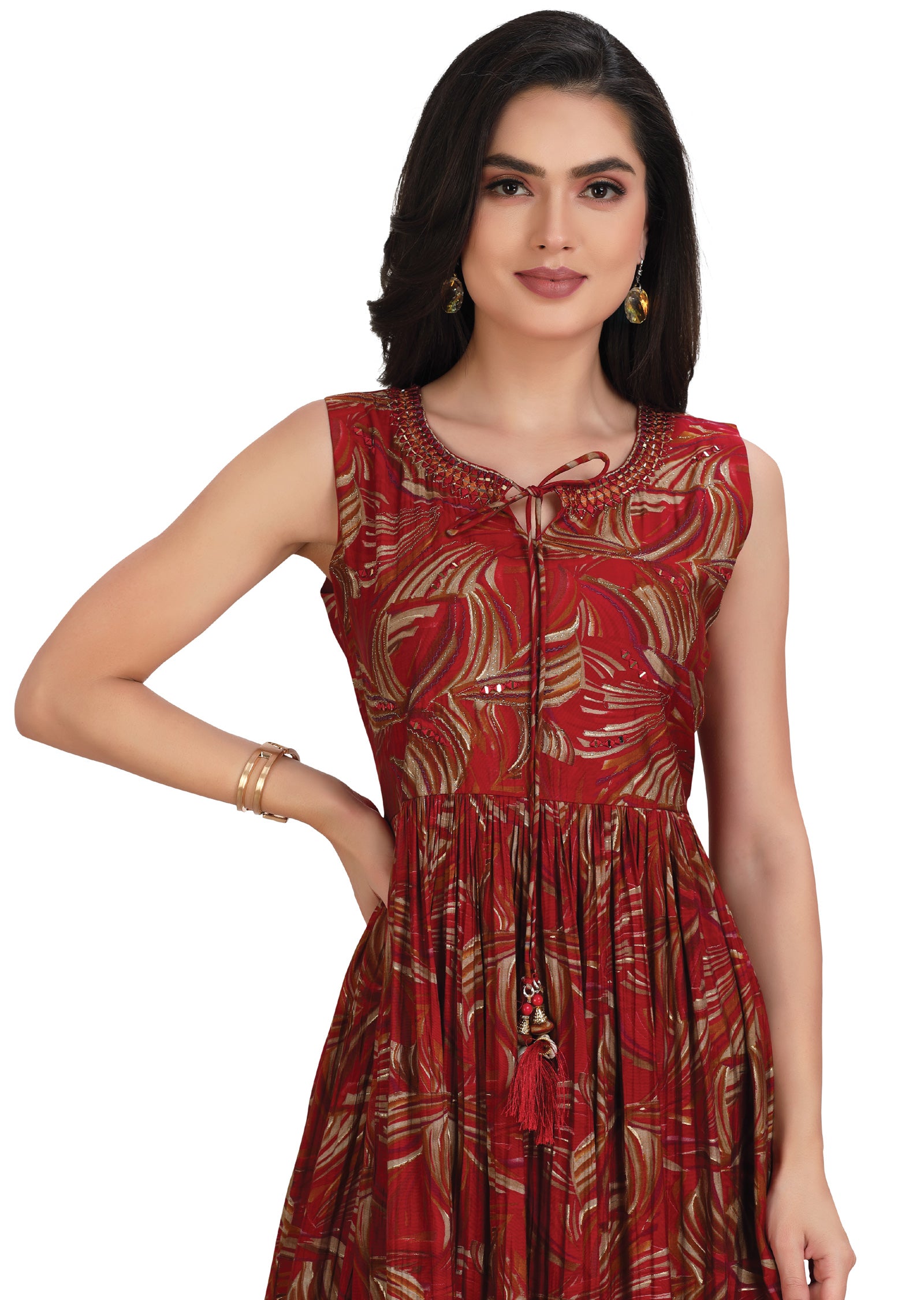 Maroon Muslin Kurti Full Length