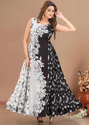 Black & White Georgette Kurtis Full Length