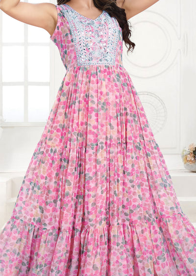 Pink Georgette Kurti Full Length