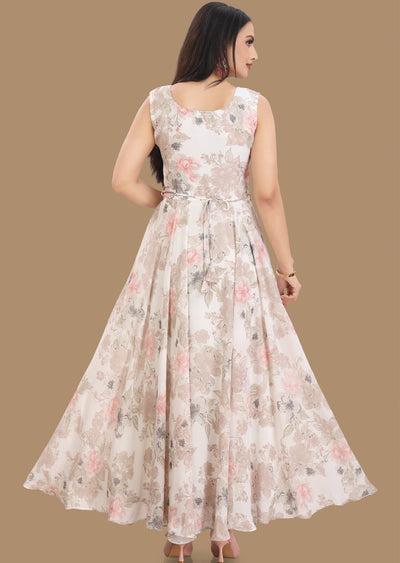 Off White Georgette Kurti Full Length