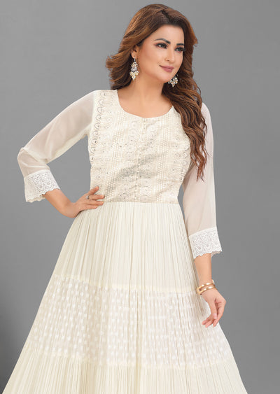 Cream Georgette Kurti Full Length