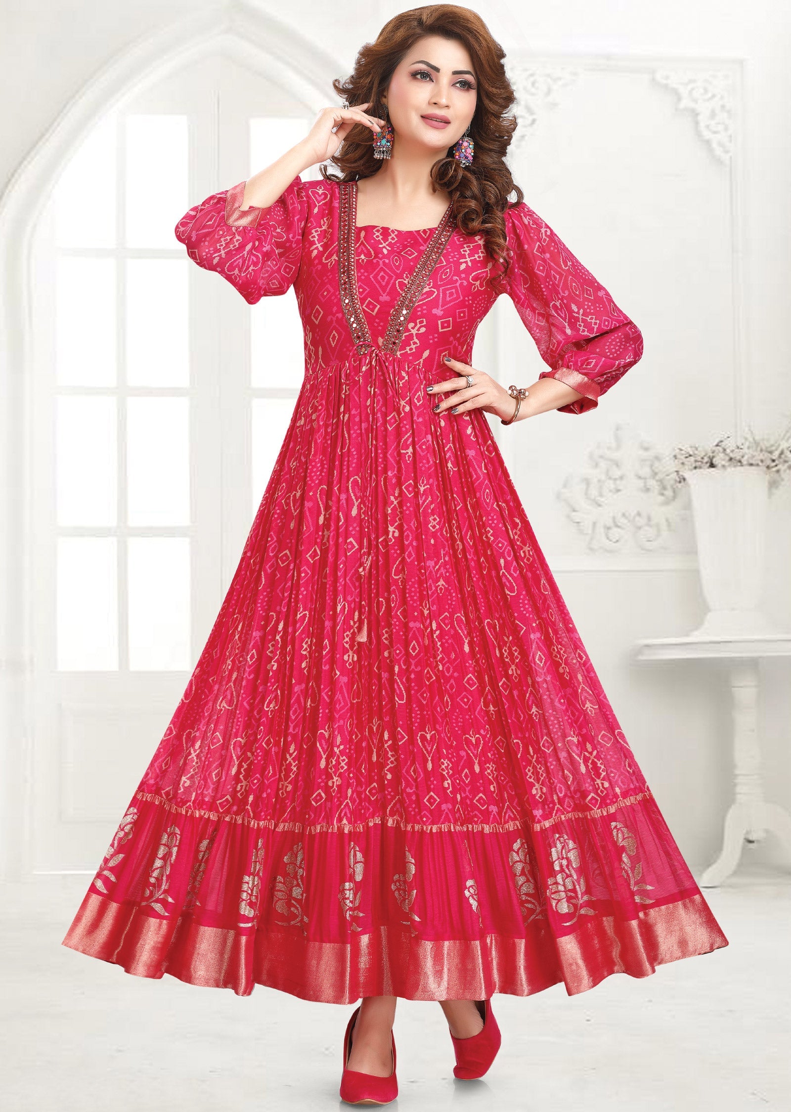 Rani Pink Chiffon Full Length