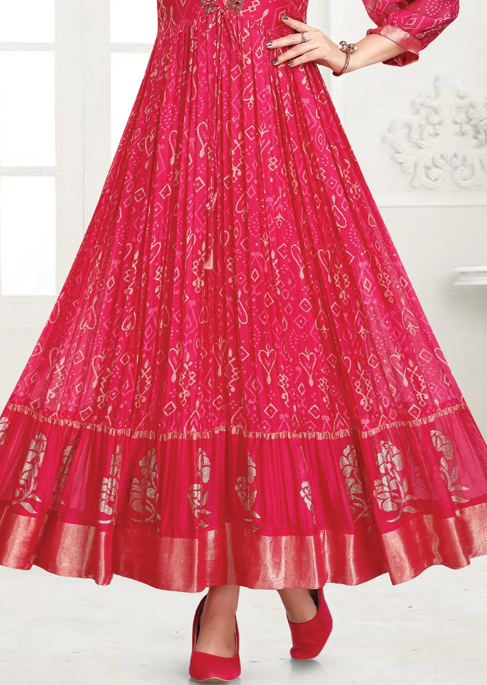 Rani Pink Chiffon Full Length