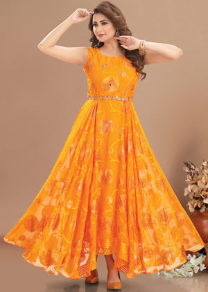 Orange Brasso Chiffon Full Length