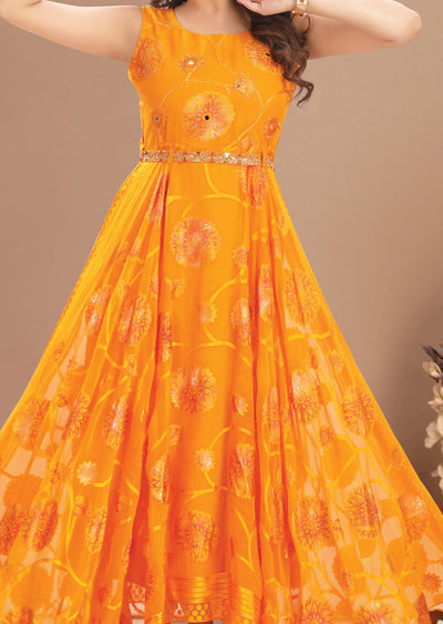 Orange Brasso Chiffon Full Length