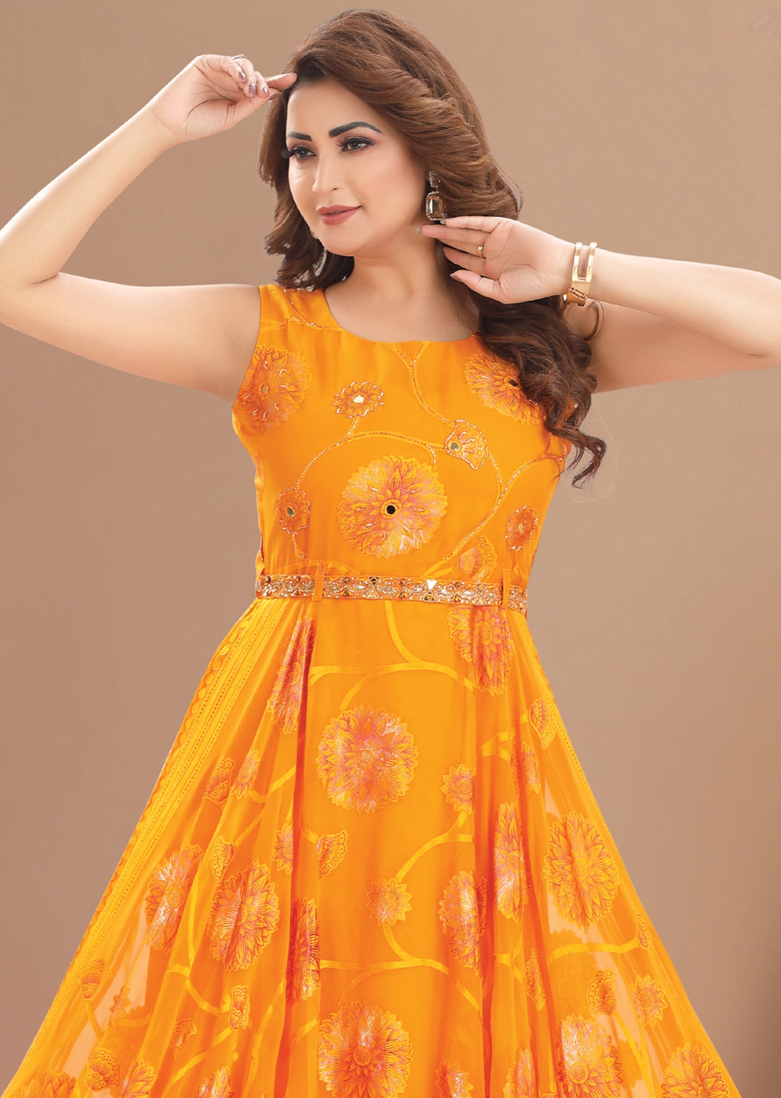 Orange Brasso Chiffon Full Length