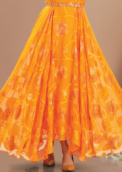 Orange Brasso Chiffon Full Length