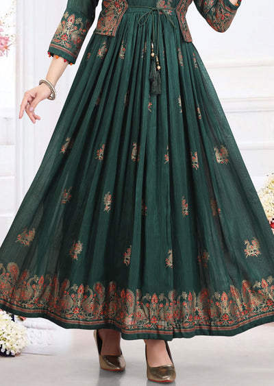 Dark Green Silk Full Length