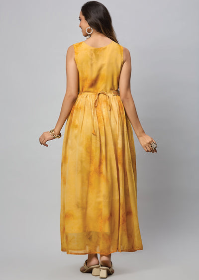 Mustard Chiffon Long Dress