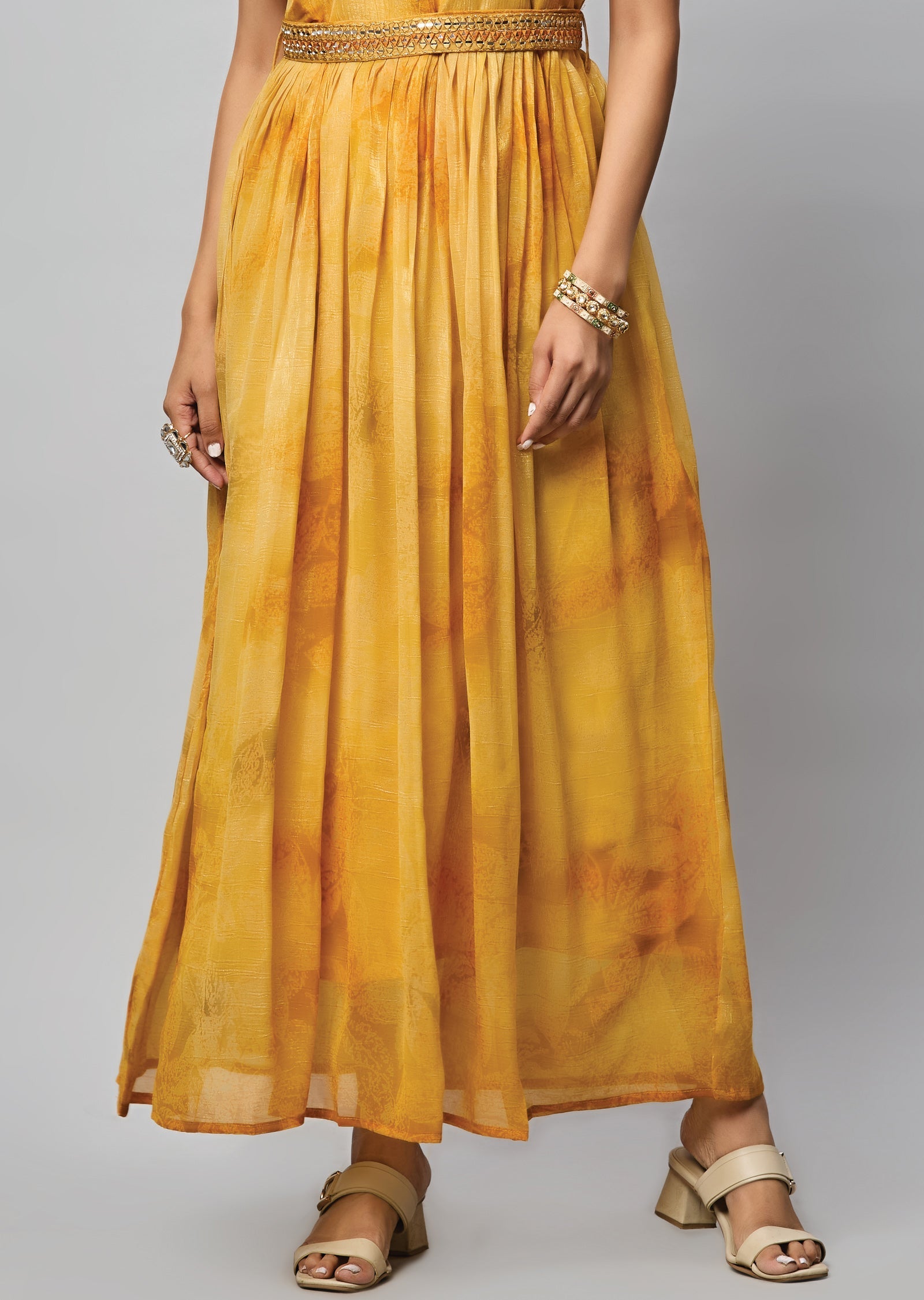 Mustard Chiffon Long Dress