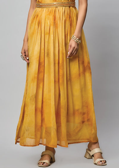 Mustard Chiffon Long Dress
