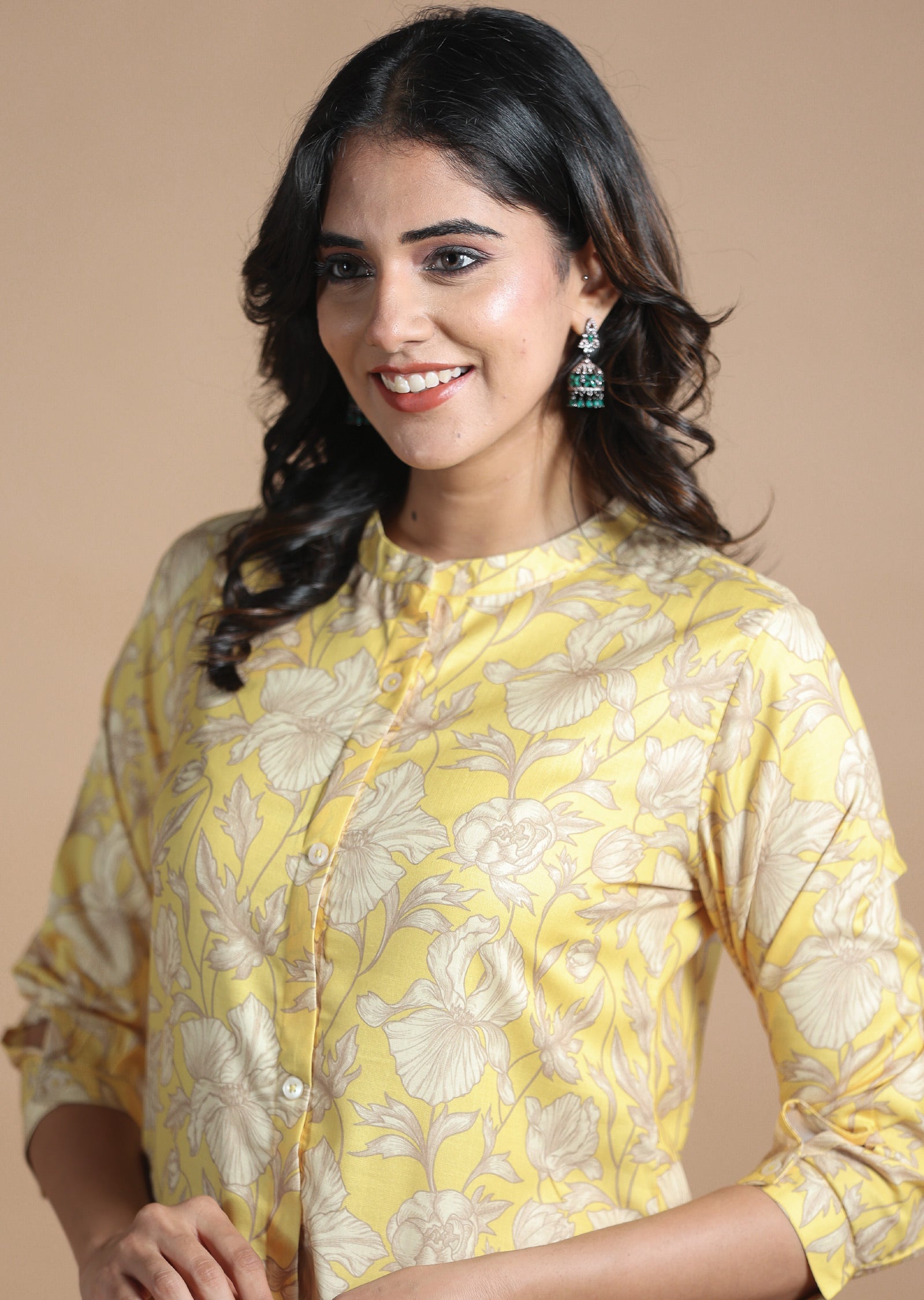 Yellow Cotton Kurti Straight Cut