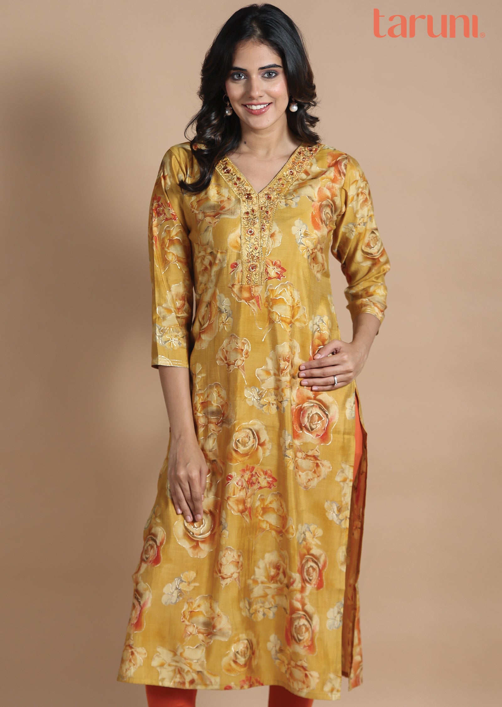 Mustard Muslin Kurti Straight Cut