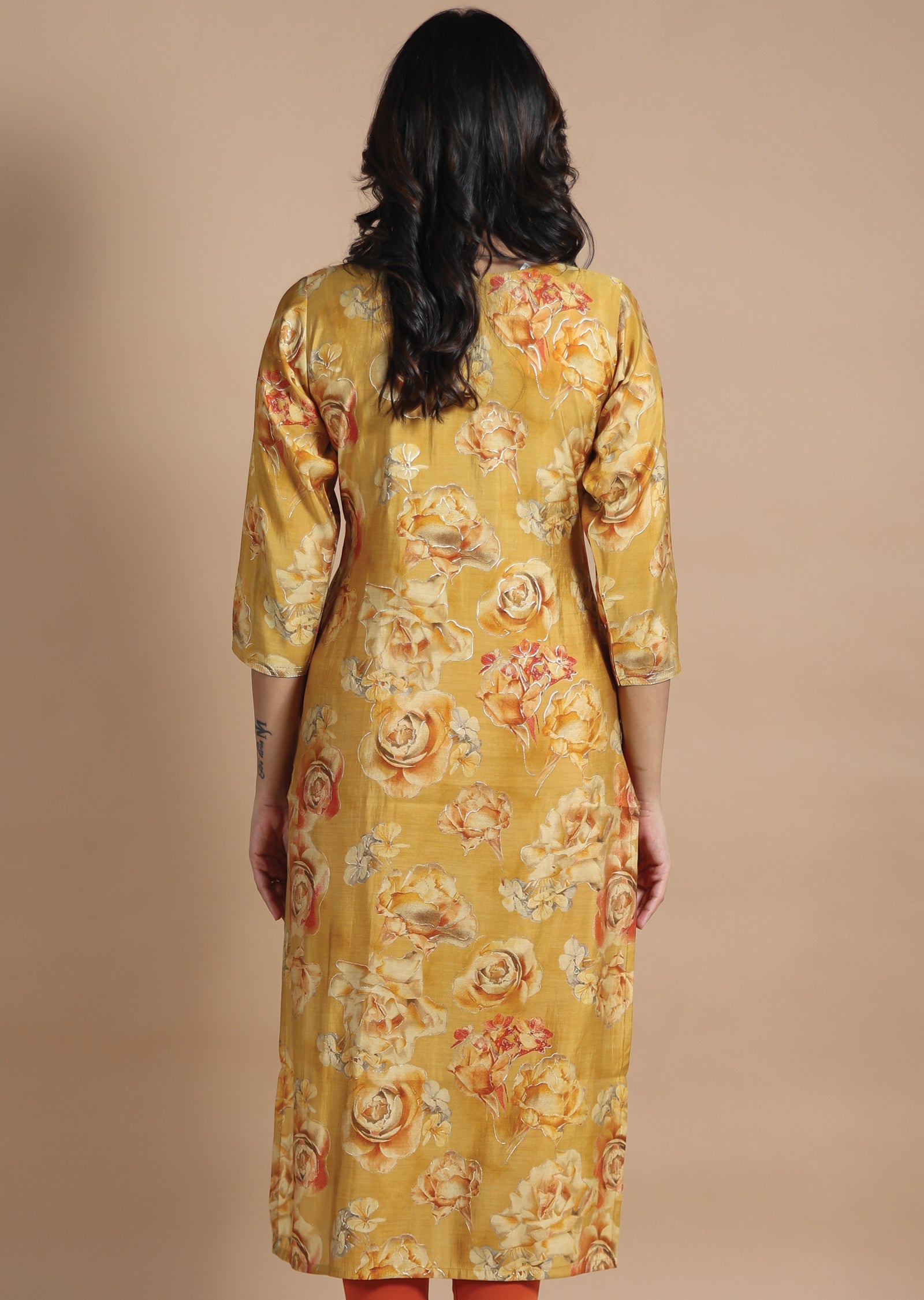 Mustard Muslin Kurti Straight Cut