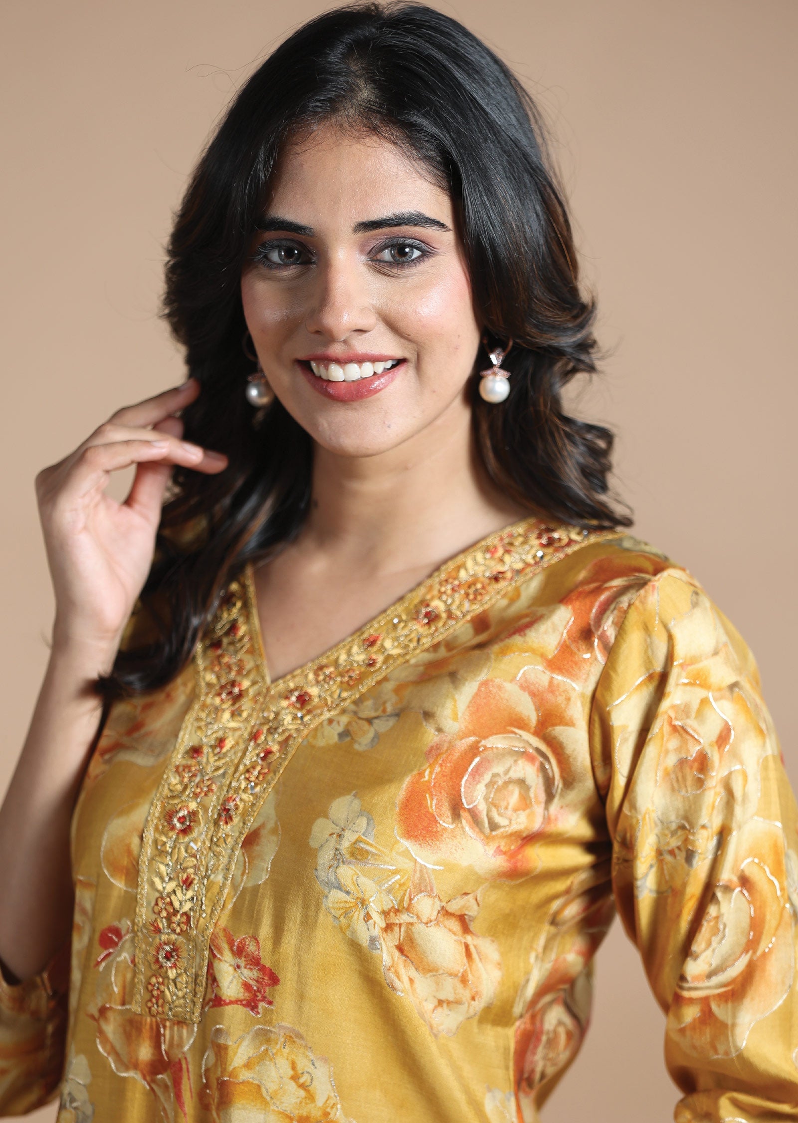 Mustard Muslin Kurti Straight Cut