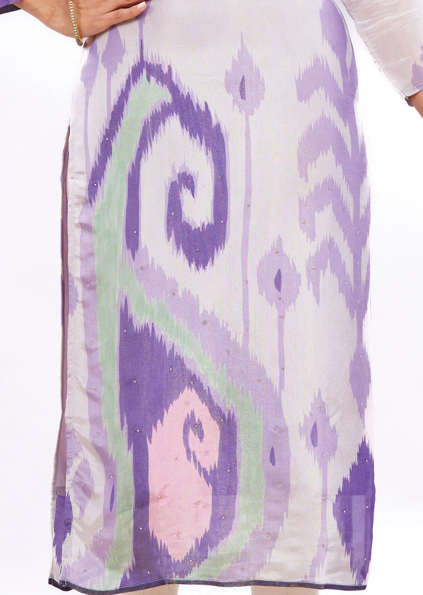 Lavender Tissue Silk Kurti Straight Cut