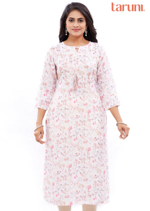 Peach Linen Kurti Straight Cut