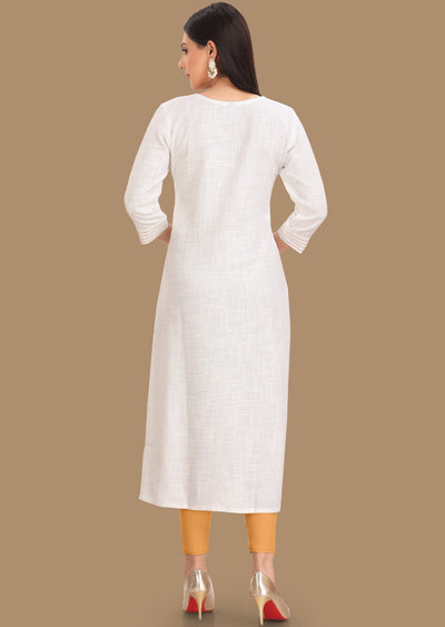 Off White Linen Cotton Kurti Staright Cut