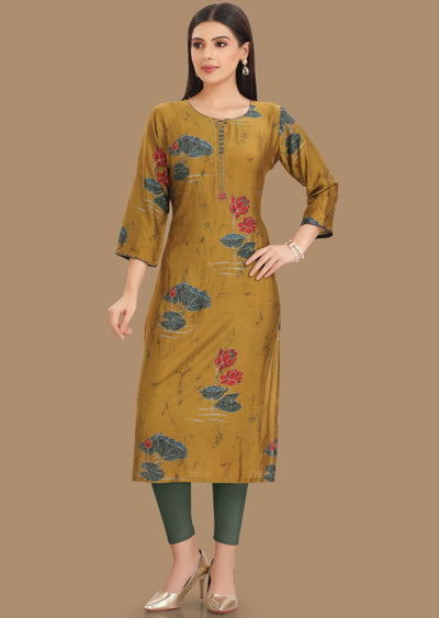 Mustard Model Kurti Staright Cut